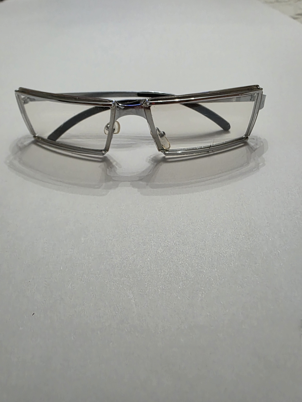 Men's Silver Frameless Rectangle Safety Glasses
